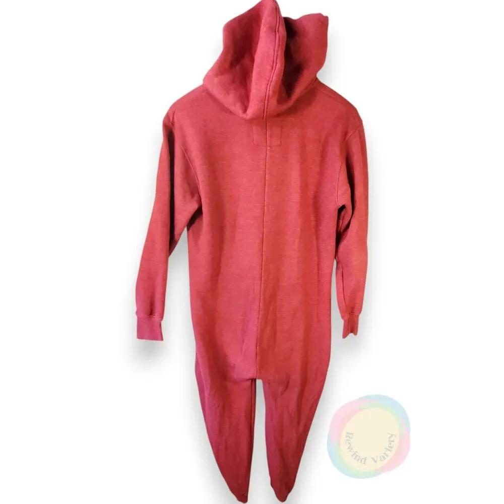 Tokyo Tigers Camerton Hooded Union Suit Mens M Claret Red Zip Jumpsuit One-Piece - Picture 2 of 16